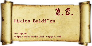 Mikita Balázs névjegykártya